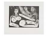 an image of a black and white drawing of a woman laying on a bed