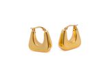 a pair of gold hoop earrings on a white background
