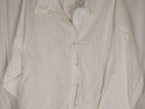 the shirt is white and has a button down collar