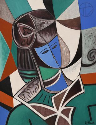 une image représentant un tableau d'une femme portant un chapeau et des lunettes de protection