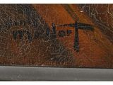 a close up of a painting of a person on a skateboard