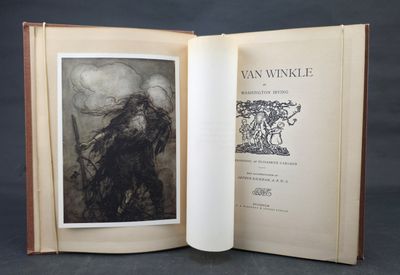 an open book with a black and white drawing of a man on a horse