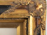 an image of a gold frame with a lion ' s head on it