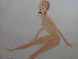 a drawing of a nude woman sitting on the floor