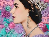 an image of a painting of a woman wearing a tiara and a purple dress
