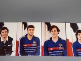 three pictures of a man in a blue and white shirt and a man in a black vest and a man in a blue and white shirt and a man in a