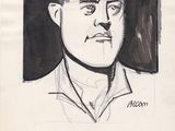 portrait of a man in a shirt and tie with a cigarette in his mouth