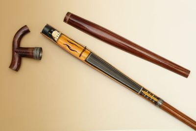 CANNE à système "Violon" Le fût renflé en jonc incrusté de f… - Photo 1