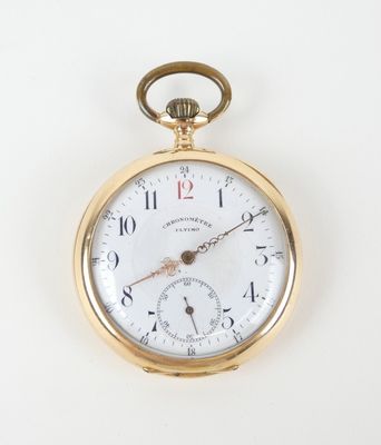 une image d'une montre de poche en or avec des chiffres romains sur le cadran