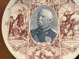 a plate with a picture of a man on it