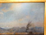 une photo d'un tableau représentant un train avançant sur les rails