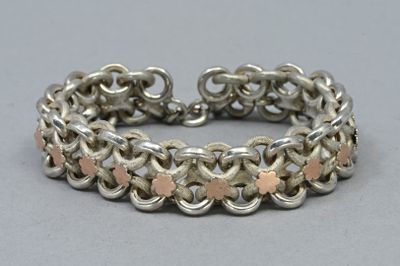 bracelet en cotte de mailles argent et or rose
