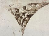 a drawing of a man and a woman on a kite