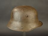 helmet on a stand on a gray background with a black background