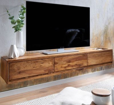 Meuble TV suspendu en bois de sheesham massif - 160x35x25 cm… - Photo 1
