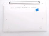 a white laptop with a blue sticker on the back of it