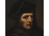 a painting of a man wearing a black hat and a black robe
