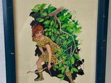 an image of a picture of a woman in a leopard suit