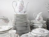 a lot of plates and cups on the table