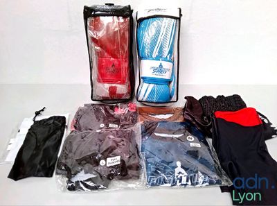 many items that are packed in bags on the table