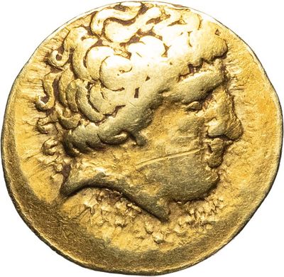 une pièce d'or sur laquelle est représentée la tête d'un homme