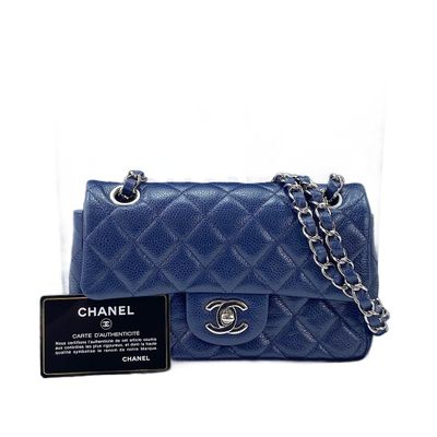 chanel blue quilted lambskin mini flap bag