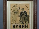 une vieille affiche représentant un homme et une femme assis sur un canapé