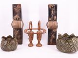 three vases that are sitting next to each other