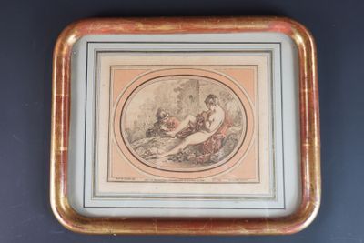 D'après BOUCHER. Gravure encadré sous verre par Demarteau gr…