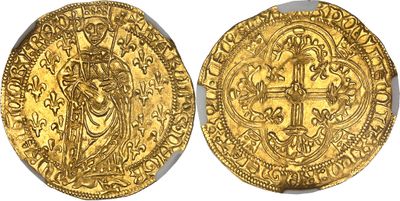 a gold coin with a cross on the front and a cross on the back