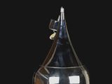 un vase en verre surmonté d'un oiseau