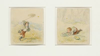 deux tableaux représentant un garçon et une fille jouant avec une raquette de tennis