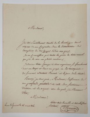 une lettre écrite en français sur une feuille de papier