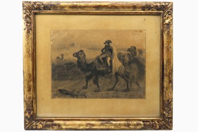 une vieille photo représentant un homme à cheval avec un chien