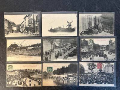 an old black and white photo of a bunch of pictures of people
