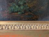 a picture of a painting of a vase of flowers on a table