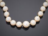 a cultured pearl and diamond necklace