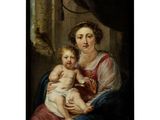 une image d'une peinture représentant une femme tenant un bébé