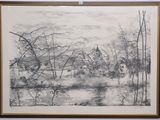 an image of a drawing of a landscape in a frame