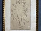 un dessin représentant une femme à cheval