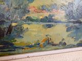 a painting on the wall of a building with people in it