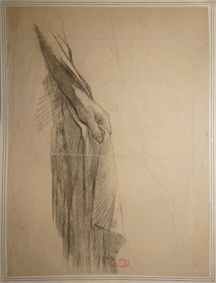 MONTENARD Frédéric, 1849-1926, Main tenant un drapé, Dessin …