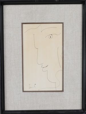 an image of a drawing of a man ' s face in a black frame