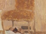 une image représentant un tableau où l'on voit une personne allongée par terre sous une chaise