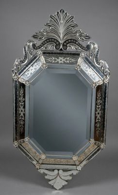 Miroir octogonal à fronton Venise Murano 125x68 cm