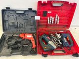 a red tool case with tools in it on a table