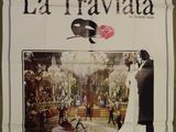 the poster for la traviata is hanging on the wall