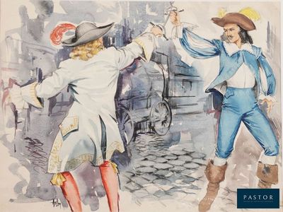 un tableau représentant un homme et une femme en train de danser ensemble