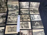 several old black and white photographs of buildings and streets