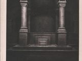 the front cover of a book with a black and white photo of a building